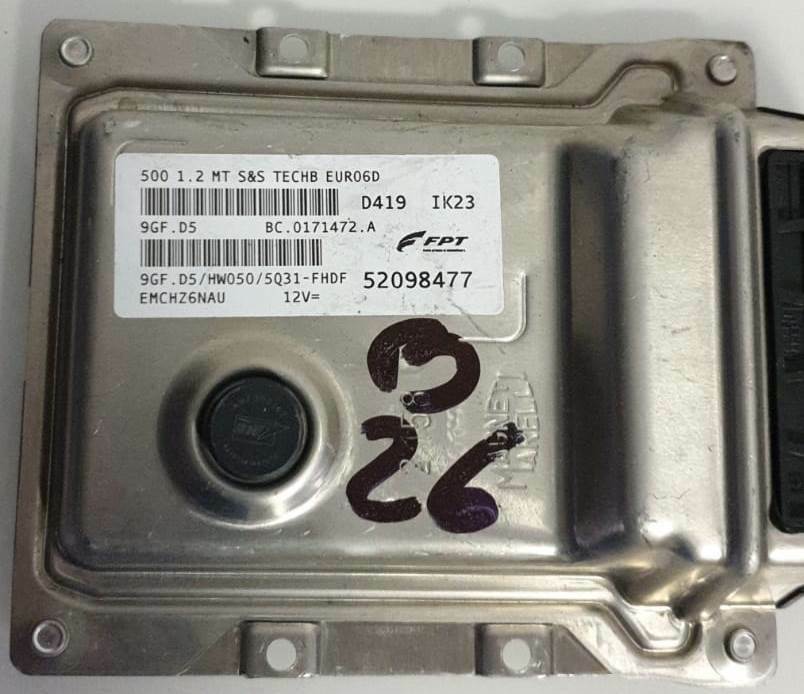 ECU FIAT 500 1.2 52098477 9GF.D5 HW050 5Q31-FHDF Euro6 D
