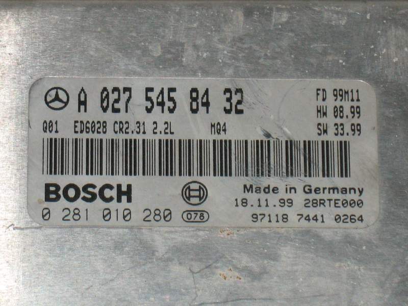 ECU MERCEDES SPRINTER 2.2 CDI BOSCH 0281010280 A0275458432 CR231