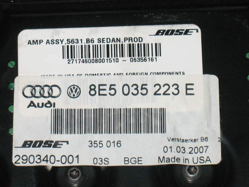 Audi A4 Avant V6 3.2 Amplificatore GAS BOSE SISTEMA 8E5035223E