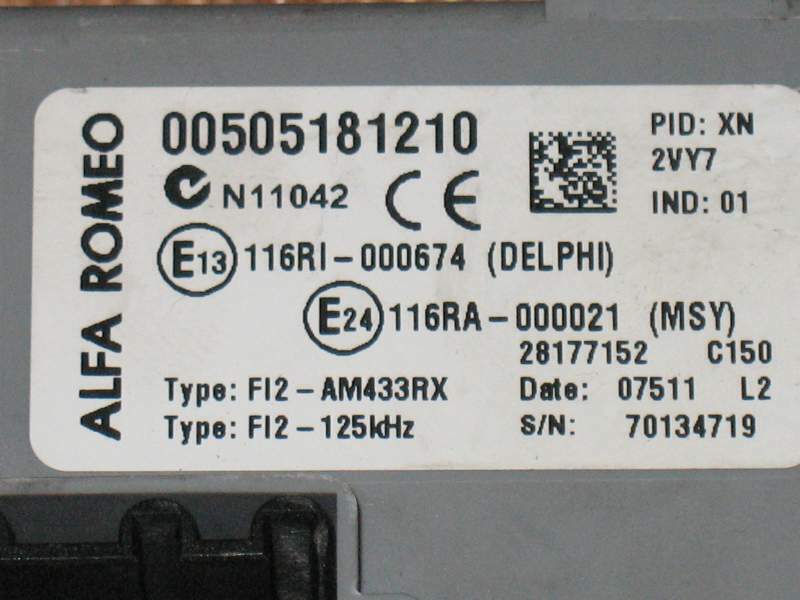 Body computer alfa romeo mito 1.3 mtj 00505181210 50518121