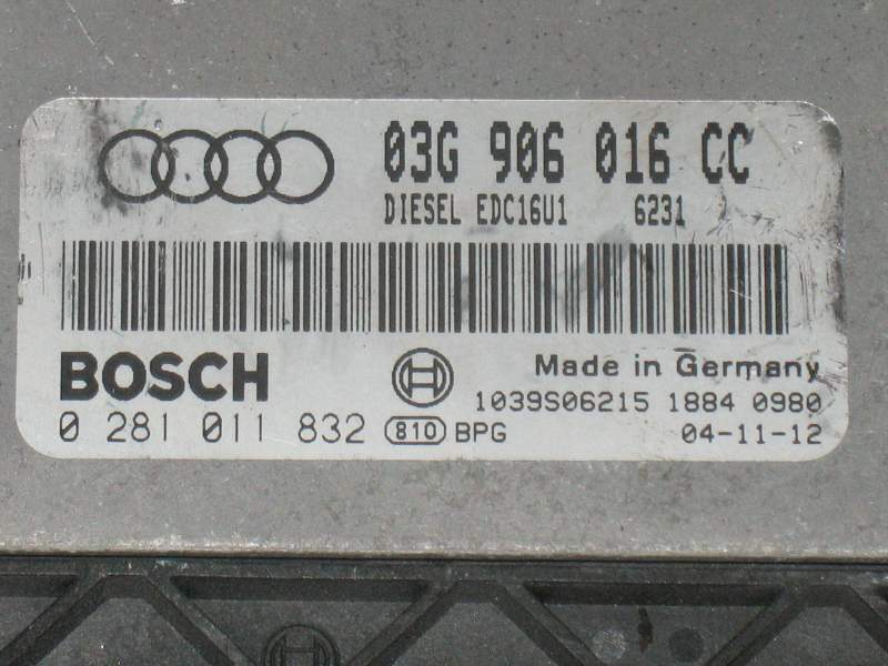 ECU AUDI A3 1.9 TDI BOSCH 0281011832 03G906016CC EDC 16U1-5.41