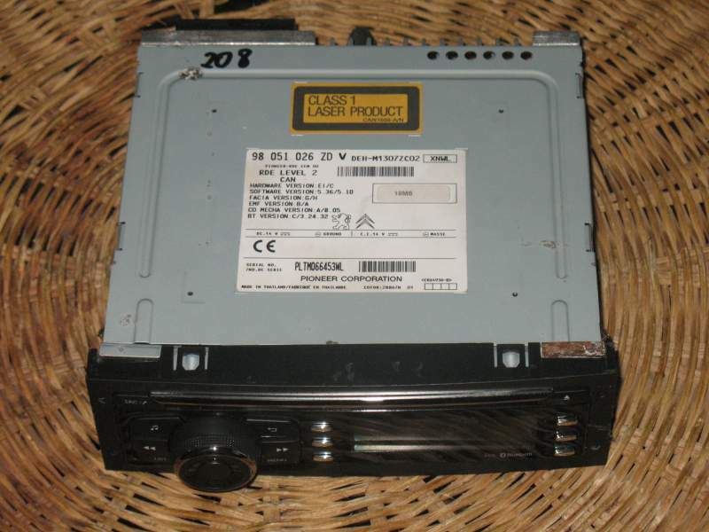 Peugeot 208 radio cd player 98051026zd pioneer bluetooth usb mp3