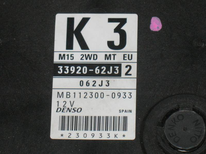 K3 33920 62J3 2 1.5 Suzuki Swift Ecu 33920 62J32 Mb112300 0933