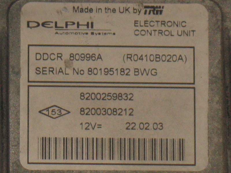ECU RENAULT MEGANE 1.5DCI R0410B020A 8200259832 8200308212