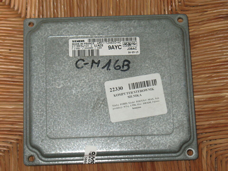 ECU FORD FOCUS C MAX S118934101 4M51 12A650-HC 9AYC SIM28