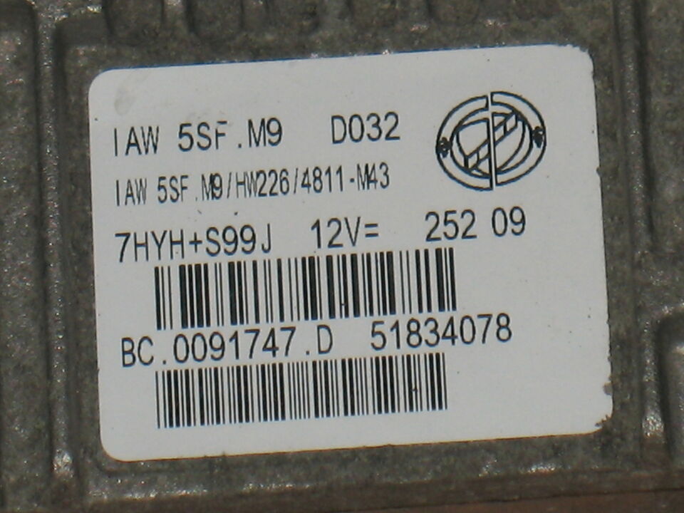 ECU LANCIA Y 1.4 12v 51834078 IAW 5SF.M9 HW226 4813-M44