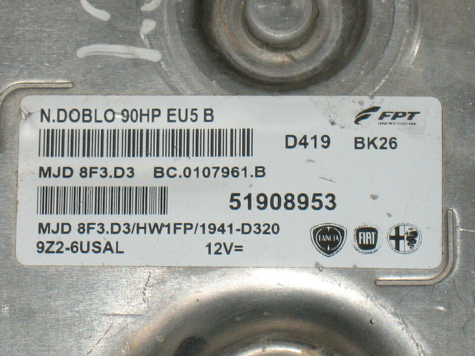 FIAT DOBLO 1.3 Cdti Ecu 51908953 Mjd 8F3.D3 Hw1Fp 90HP EU5B
