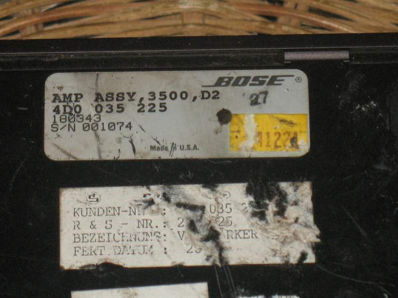 AUDI A8 AMPLIFICATORE AMPLIFIER Bose Soundsystem 4D0035225