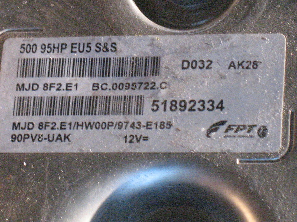 ECU CENTRALINA FIAT 500 1.3 JTD 51892334 MJD 8F2.E1 HW00P