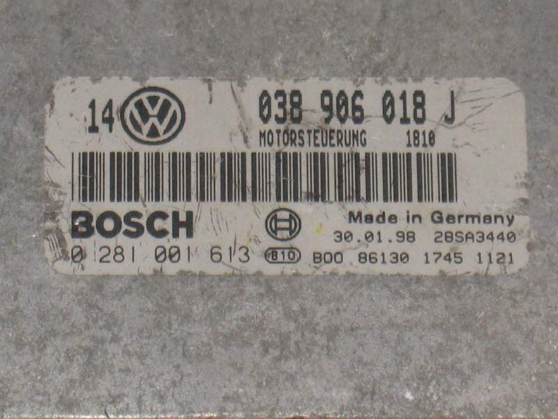 ECU VW VOLKSWAGEN GOLF 1.9 TDI 0281001613 038906018J EDC15P-6.4.2