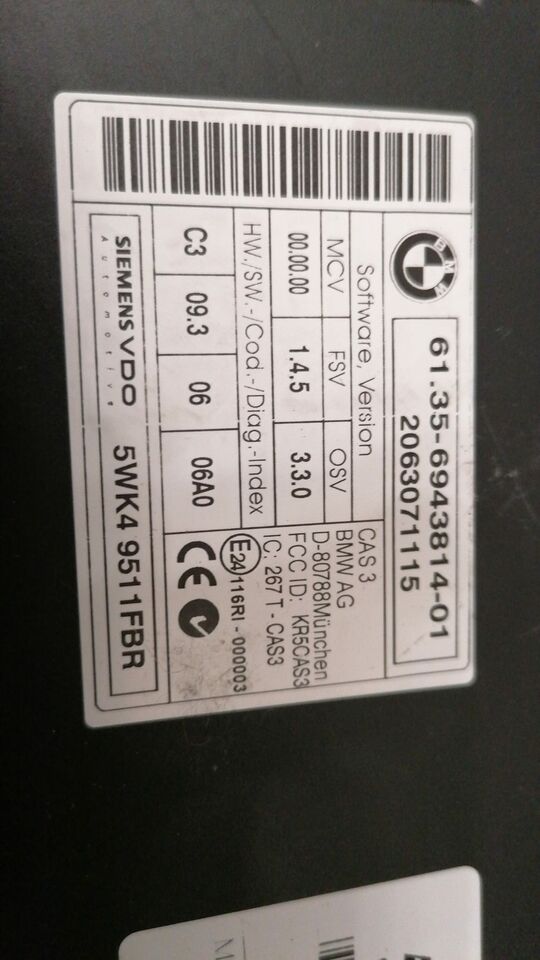 CAS 3 61.35-6943814-01 2062582968 SIEMENS VDO 5WK49511 6943814