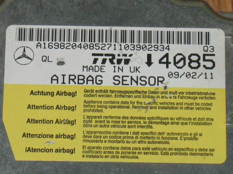Mercedes W169 W245 B airbag A 1698204085 TRW 4085 Q3 QL SENSOR