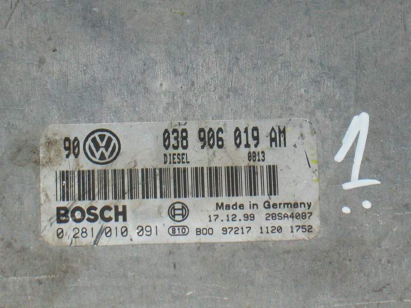 ECU VOLKSWAGEN GOLF 1.9 TDI 0281010091 038906019AM EDC 15P-6.3.2