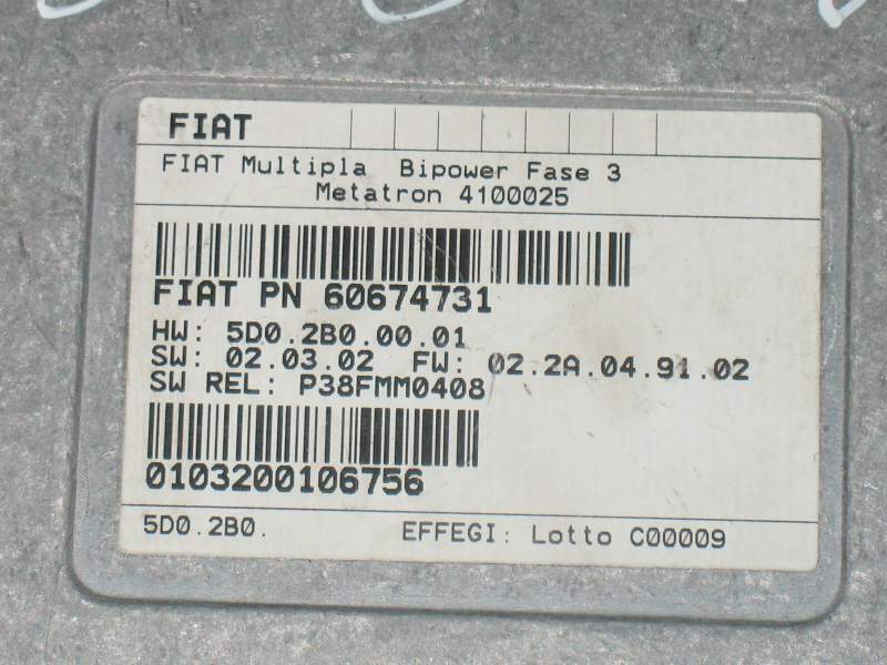 Ecu fiat multipla 98-10 1.6 16v metano originale cod 60674731