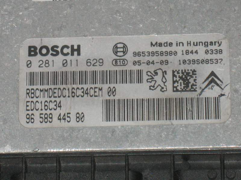 ECU CITROEN C4 PEUGEOT 307 1.6 HDI 0281011629 9651132880 EDC 16C34-2.10