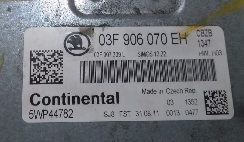 ECU CENTRALINA AUDI SKODA 2.0 03F906070EH 5WP44782 HW:H03 CBZB