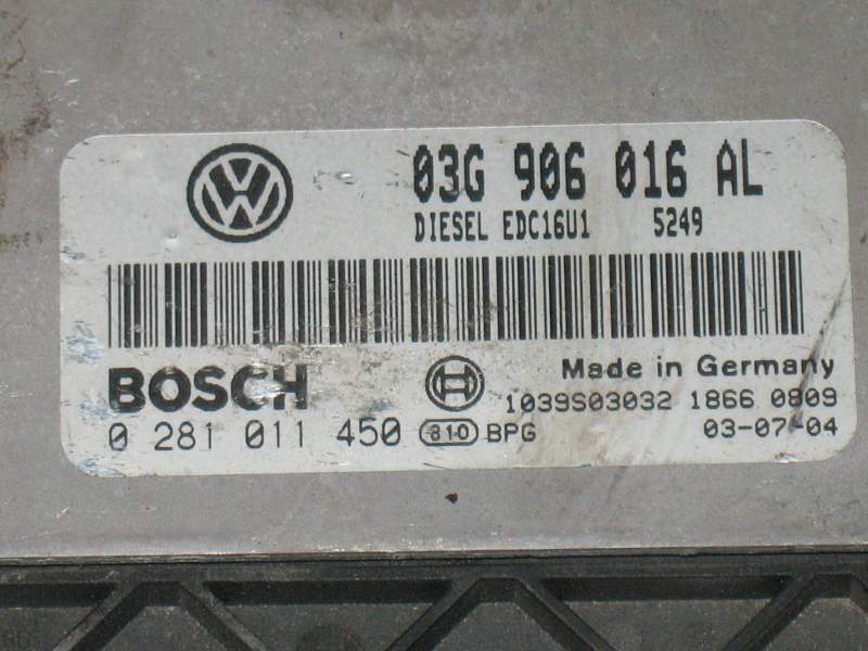 ECU VW TOURAN 2.0 TDI 03G906016AL BOSCH 0281011450 EDC 16U1-5.41