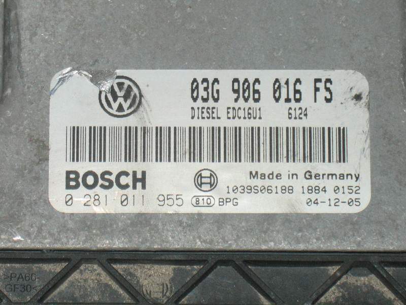 ECU VW VOLKSWAGEN GOLF 1.9 TDI 03G906016 FS 0281011955 EDC 16U1-5.41