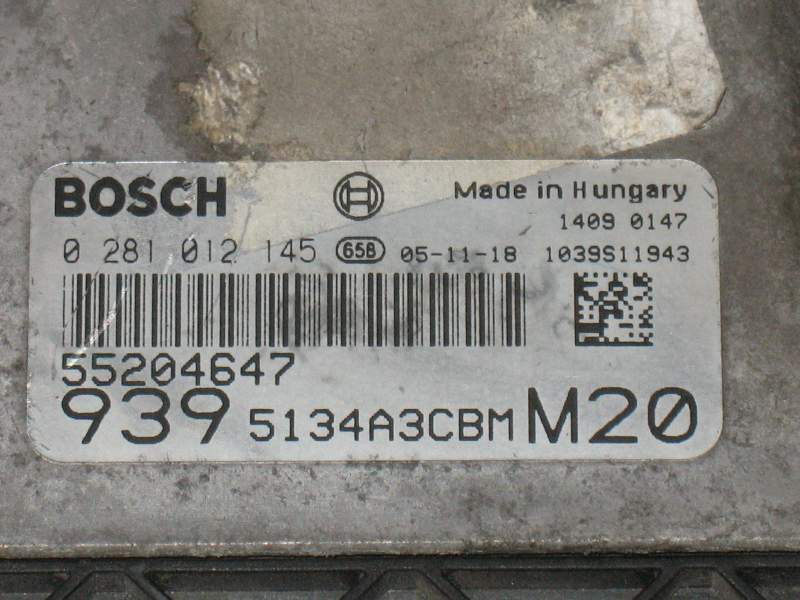 ECU ALFA ROMEO 159 2.4 JTDM BOSCH 0281012145, 55204647