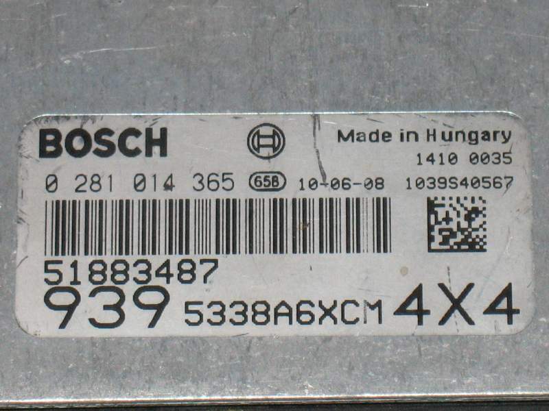 ECU Alfa Romeo 159 2.4JTD 0281014365 EDC16C39 51883487 EDC 16C39-6.D