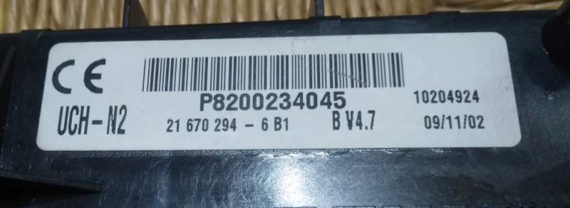 ECU BODY COMPUTER P8200234045 UCH-N2 216702946B1 BV4.7 SAGEM