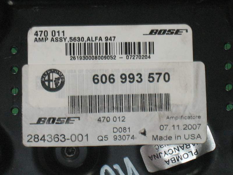 Amplificatore ALFA ROMEO GT 147 Bose 606993570 (2000-2009)