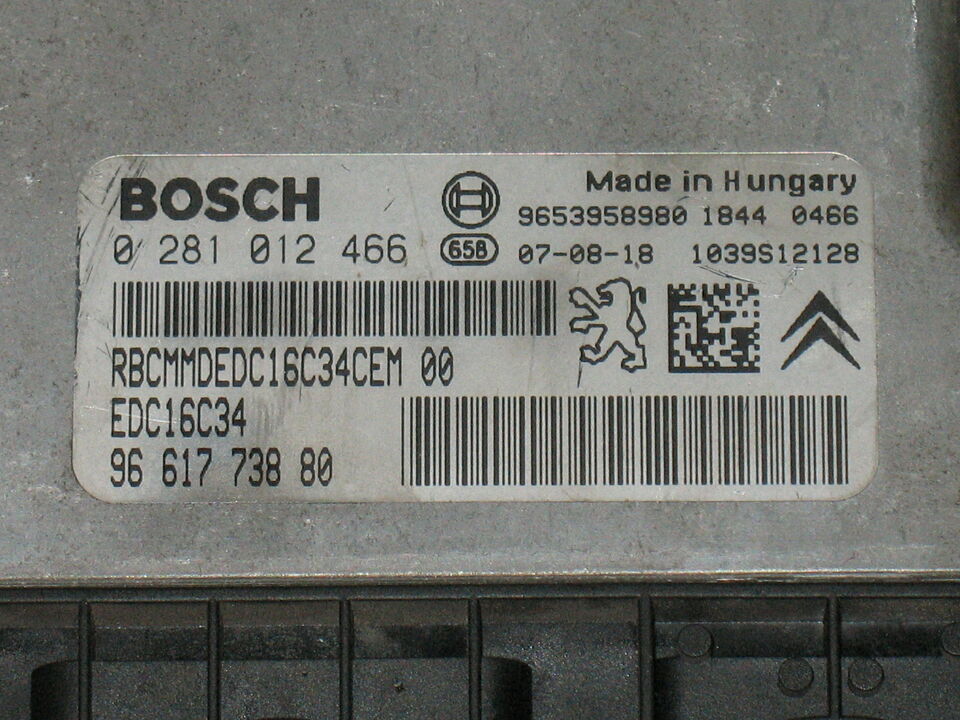ECU CITROEN PEUGEOT 1.6 HDI 0281012466 9661135380 EDC 16C34-2.10