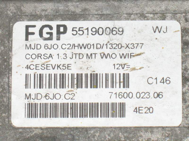ECU OPEL CORSA C 1.3 CDTI Y13DT MJD 6JO.C2 FGP 55190069