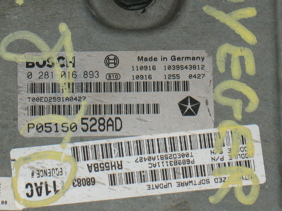 ECU JEEP DODGE CHRYSLER 2.8 0281016893 P05150528AD EDC17CP27