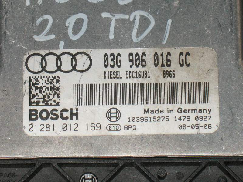 ECU AUDI A6 2.0tdi EDC16U31 BOSCH 03G906016GC 0281012169 EDC 16U31-4.82