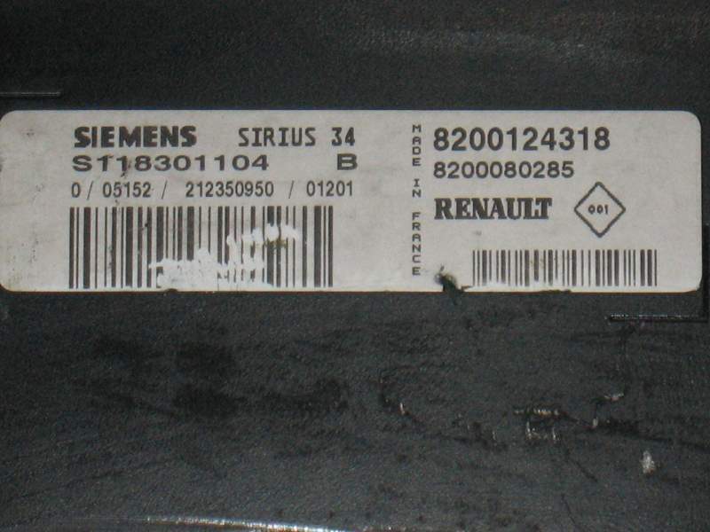 ECU RENAULT SCENIC SIRIUS 34 S118301104B 8200124318 8200080285