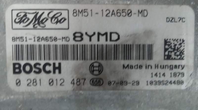 ECU FORD CMAX 1.6 TDCI BOSCH 0281012487 8M51-12A650-MD 8YMD EDC16C34