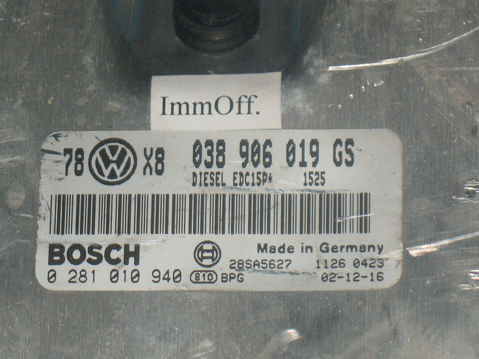 ECU VOLKSWAGEN PASSAT 1.9 TDI 038906019GS BOSCH 0281010940