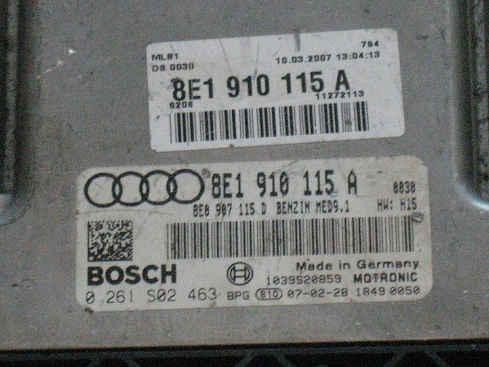 ECU AUDI A4 2.0 2007 > 09 8E1910115A BOSCH 0261S02463 MED9 1