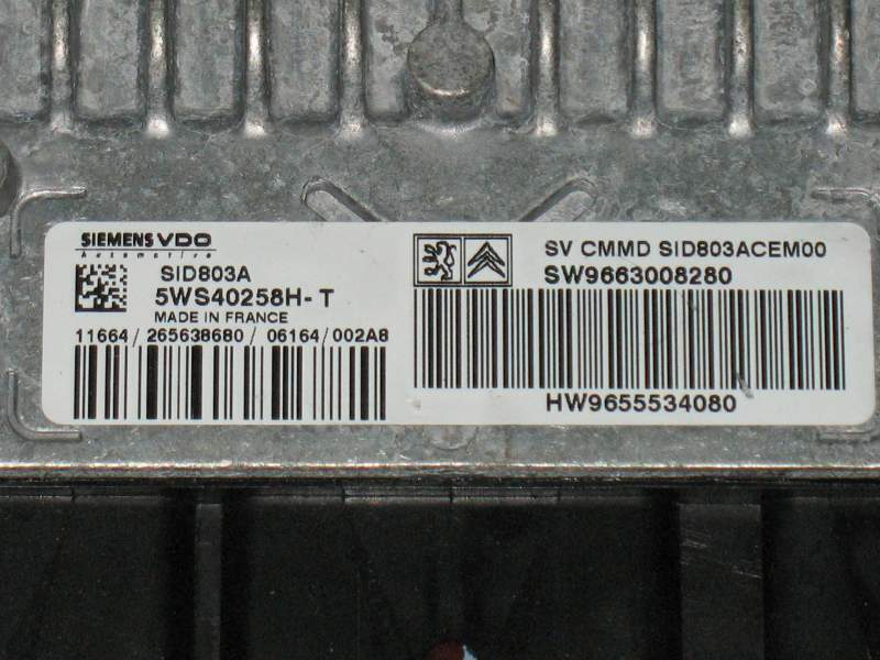 ECU CITROEN C5 SIEMENS 5WS40258HT SW9663008280 SID803A
