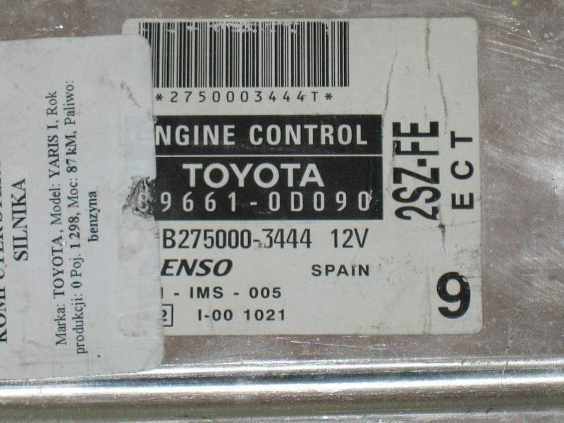 ECU TOYOTA YARIS 1.3, DENSO 896610D090, MB2750003444