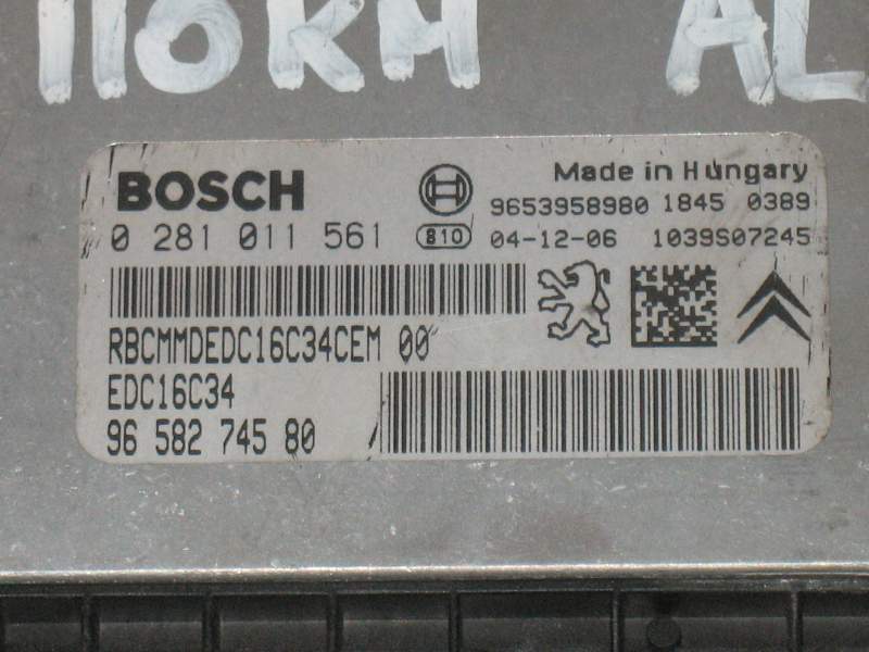 CITROEN C5 1.6 HDI BOSCH 0281011561 9656974780 9653958980 EDC 16C34-4.10