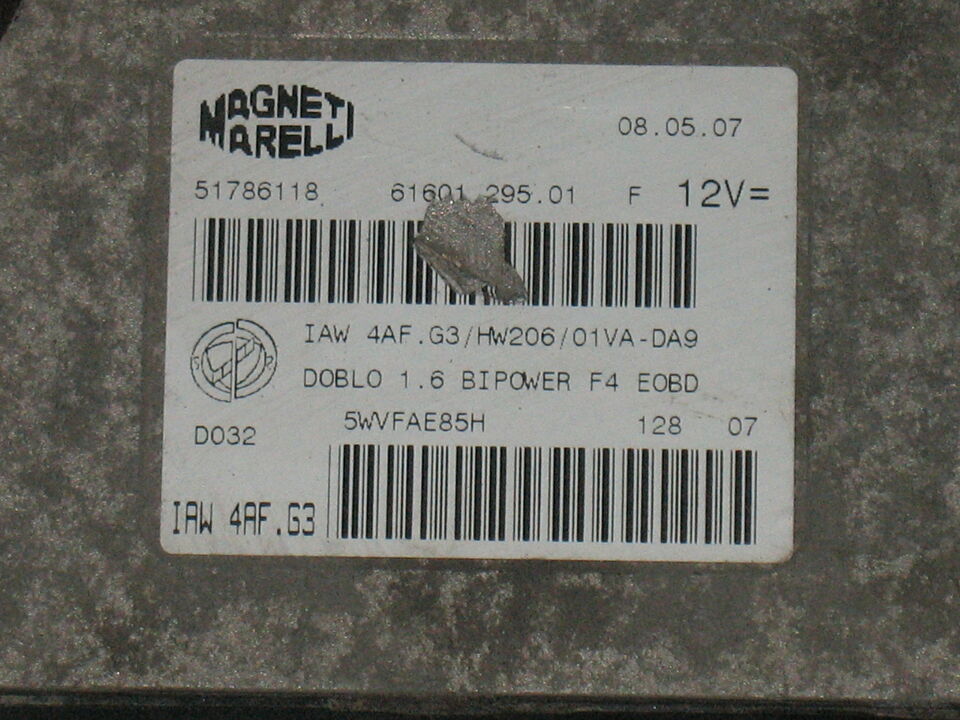 ECU FIAT Doblò Bipower IAW 4AF G3 51786118 51819344 hw206