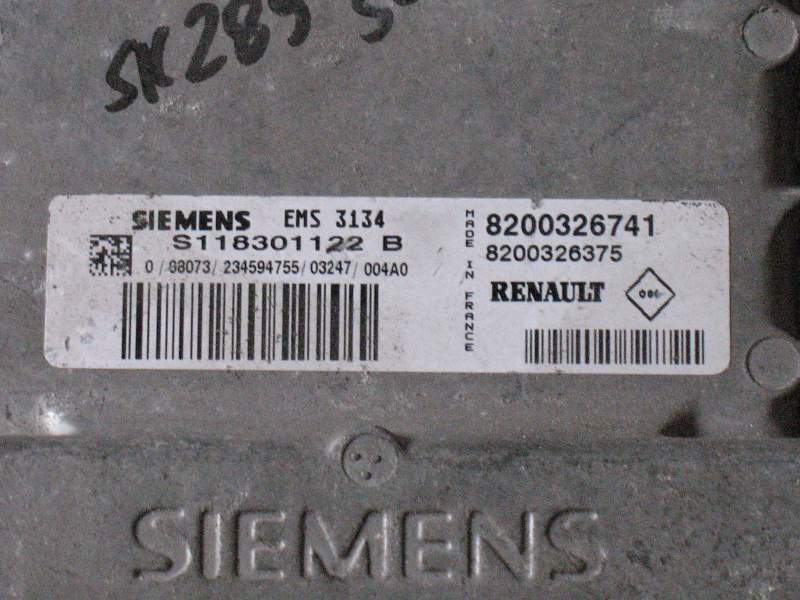 ECU RENAULT CLIO EMS3134 S118301122B 8200326741 8200326375