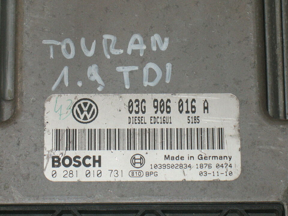 ECU VW TOURAN 1.9 TDI 03G906016A 0281010731 EDC 16U1-5.41