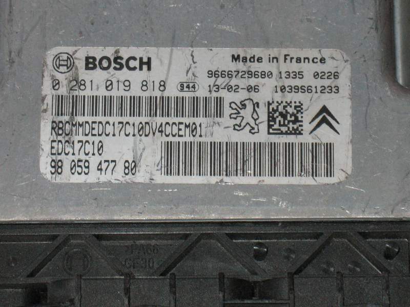 ECU EDC17C10 5.11 CITROEN C3 BOSCH 0281019818 9805947780