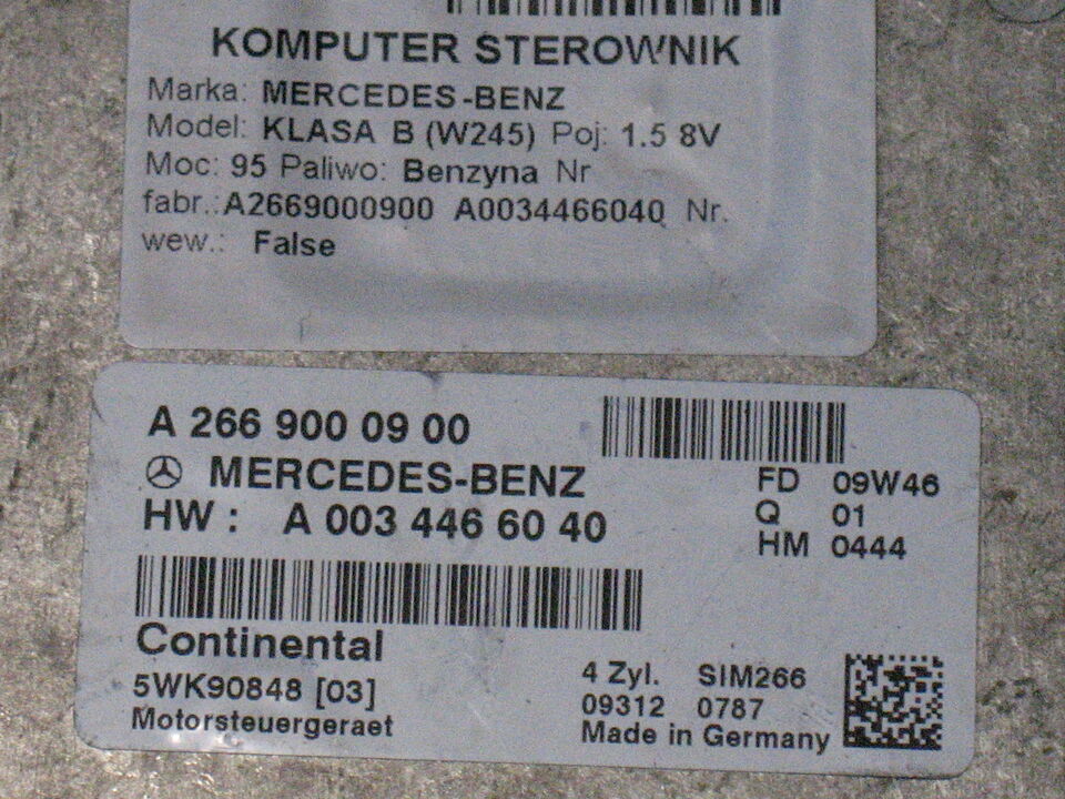 ECU MERCEDES A2669000900 SIM266 A0034466040 5WK90848