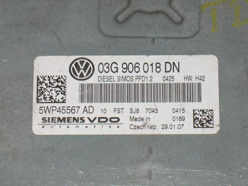 ECU AUDI A3 2.0 TDI SIEMENS 5WP45567AD 03G906018DN