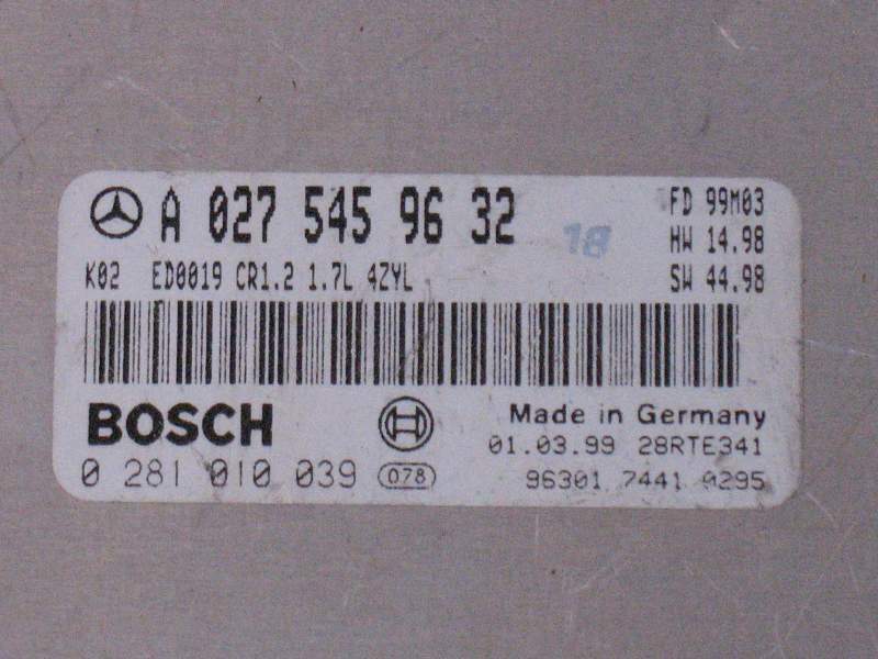 Kit mercedes classe a 170, bosch 0281010039 cas siemens 5wk4736