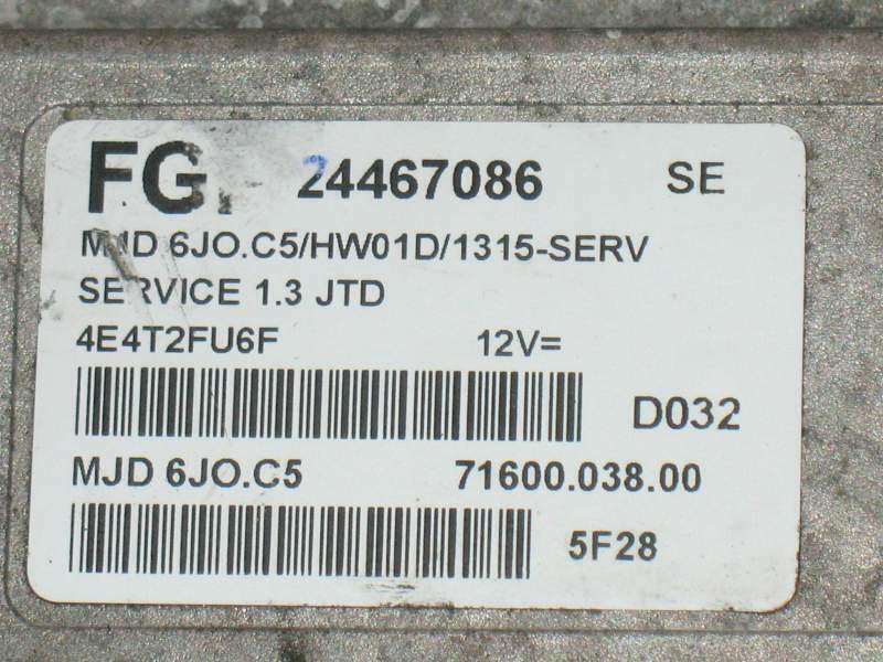 ECU OPEL AGILA 1.3 CDTI Z13DT 24467086 SE MJD 6JO.C5 MJD6JOC5