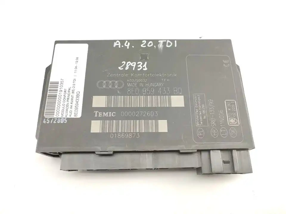 8E0959433BQ CENTRALINA COMFORT AUDI A4 2.0 D 103KW 2005