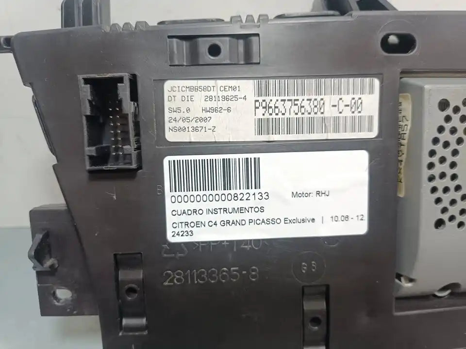 Quadro strumenti citroen c4 picasso display p9663756380
