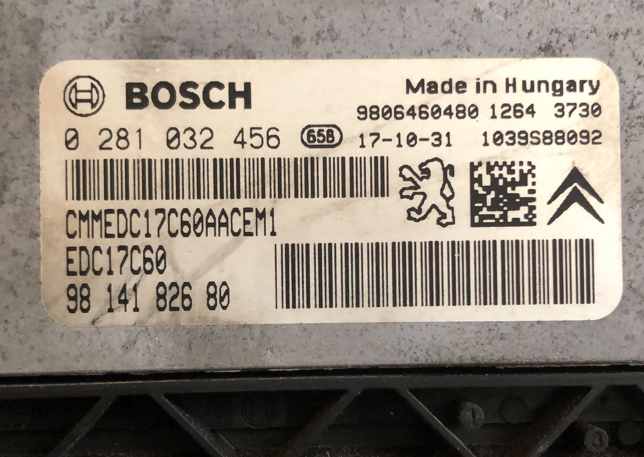 ECU PEUGEOT 208 1.6 HDI DV6FD (BHY) BOSCH 0281032456 9814182680