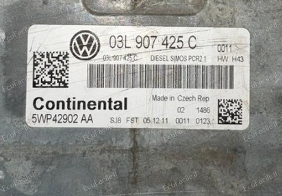 Ecu volkswagen passat 1.6 tdi continental 5wp42902aa 03L907425C PCR2.1