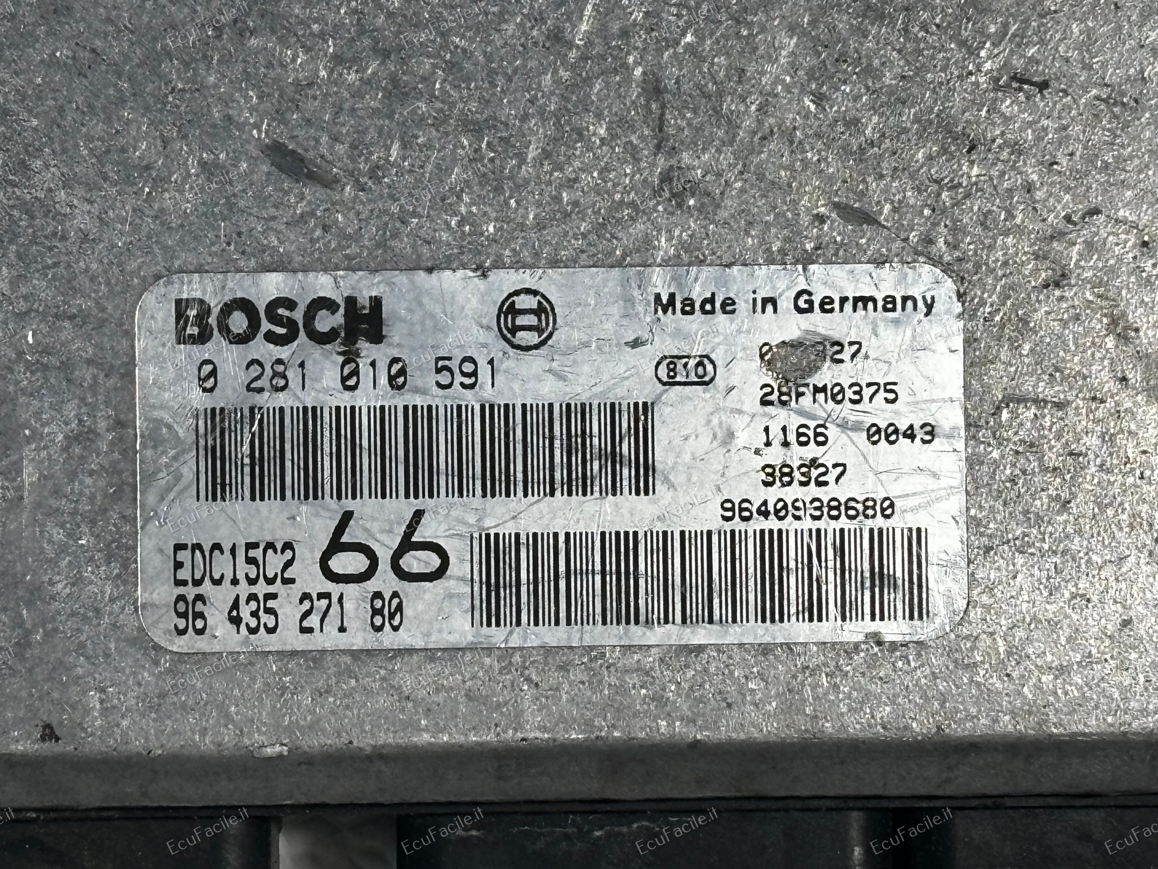 ECU CITROEN PEUGEOT FIAT 2.0 HDI 0281010591 9643527180 EDC15C2